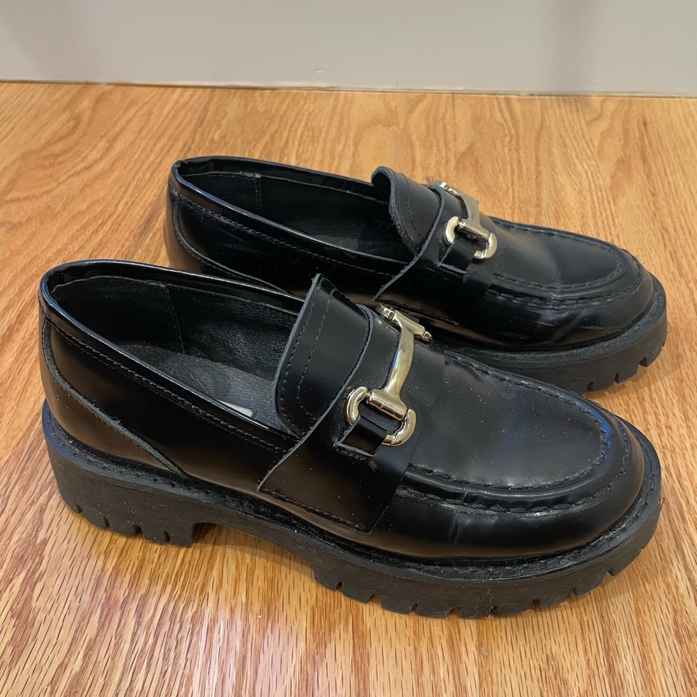 Steve Madden Black Platform Loafers